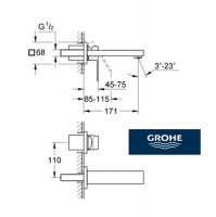 MONOMANDO LAVABO MURAL EUROCUBE GROHE